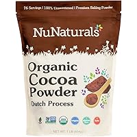 NuNaturals Organic Cocoa Powder, Premium Dutch-Process For Drinking and Baking, 1 lb