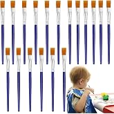 20 PCS Small Kids Paint Brushes 4.1 Inch Flat Tip with Round Acrylic Paint Brushes Set Craft Brushes for Detail Painting Kids