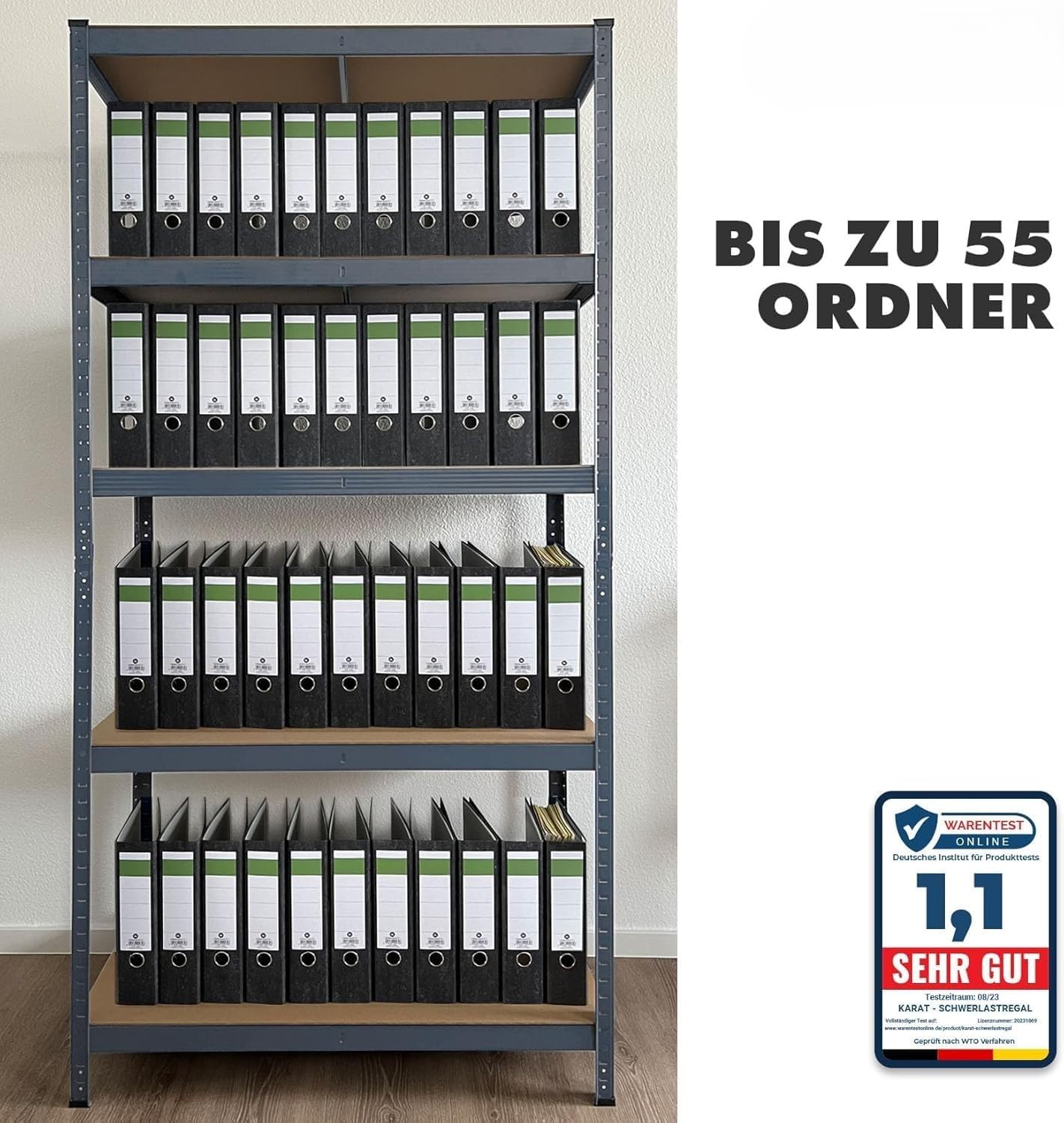 Floordirekt Schwerlastregal, 2er Set, grau 200 x 100 x 50 cm Steckregal, Kellerregal, Lagerregal, Werkstattregal, Werkbank - 5 verstellbare Böden (Lakota) 6