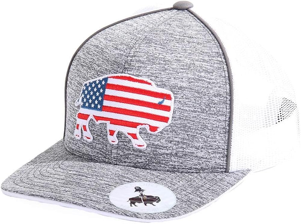 Red Dirt Hat Co. Men's Heather Grey USA Buffalo with Piping Cap at