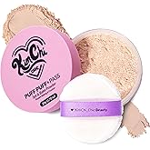 KimChiChic Beauty Puff Puff Pass Set &amp; Bake Loose Setting Powder Makeup | Face Powder with Rice &amp; Vitamin E, Matte Airbrush Finish, Oil Control with Fluffy Powder Puff, 03 Translucent, 0.70 oz (20 g)