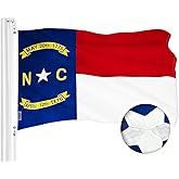 G128 North Carolina State Flag | 3x5 Ft | ToughWeave Series Embroidered 300D Polyester | Embroidered Design, Indoor/Outdoor, Brass Grommets