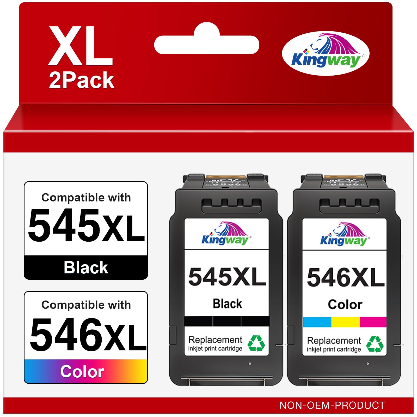 545XL 546XL Ink Cartridges Twin Pack, Replacement for Canon PG-545XL CL-546XL 545 546 Ink Cartridges, Compatible with Pixma TS3355 TS3350 TS3150 TS3300 MG2550S TR4550 TR4500 TR4551 TR4650