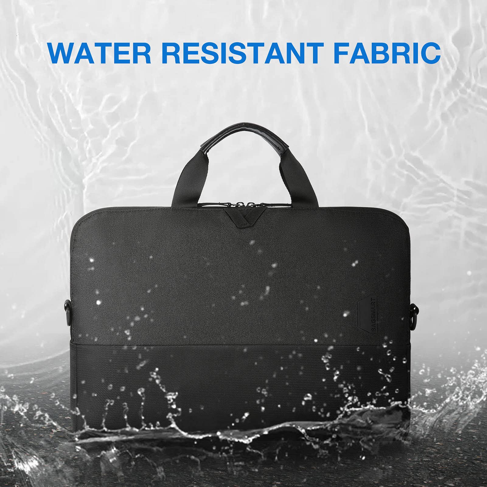 BAGSMART 15.6 Inch Laptop Case for Business Travel, Water-Resistant Protective Computer Bag, Office Briefcase Organizer, Black