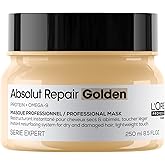 L'Oreal Professionnel Absolut Repair Golden Mask | For Fine, Dry, and Damaged Hair | Repairs Hair and Provides Shine | With O