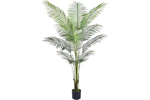 HAIHONG Artificial Golden Cane Palm Tree 5Feet Faux Plant for Home Decor Indoor Outdoor Faux Areca Palm Tree in Pot for Home Office Perfect Housewarming Gift with Adjustable Trunk
