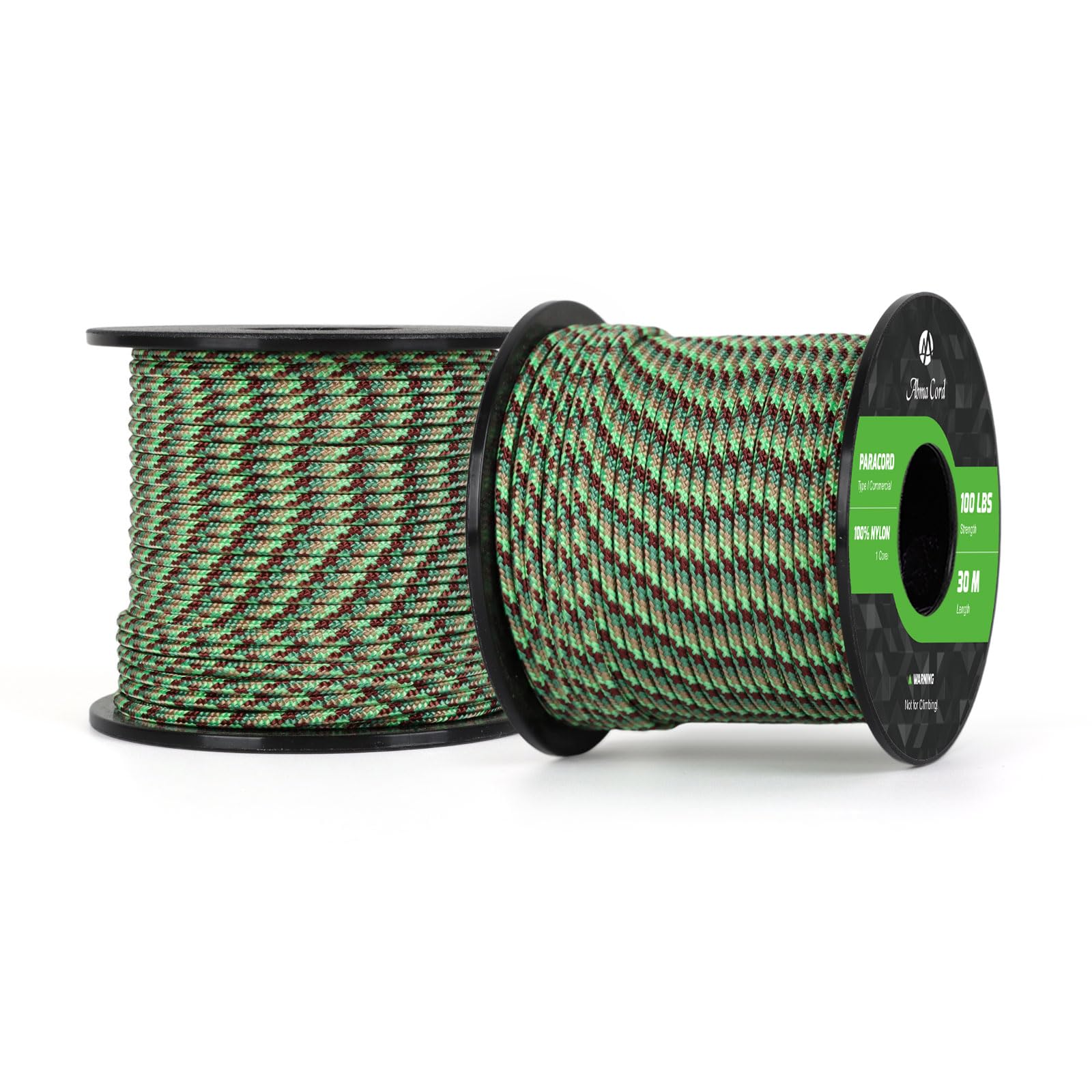 Abma Cord Paracord 100 lbs 2mm 100% Nylon 30M - Neon Green Flame