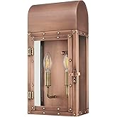 16.75 in. 2-Light Antique Copper Outdoor Wall Lantern with Clear Glass Panes
