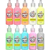 TULIP Puff Paint, Glow-in-the-Dark Fabric Paint, 0.75 oz, 10 Pack | Dimensional &amp; Machine Washable Fabric Paint, Assorted Glow Colors for Clothing, Crafts &amp; DIY Projects