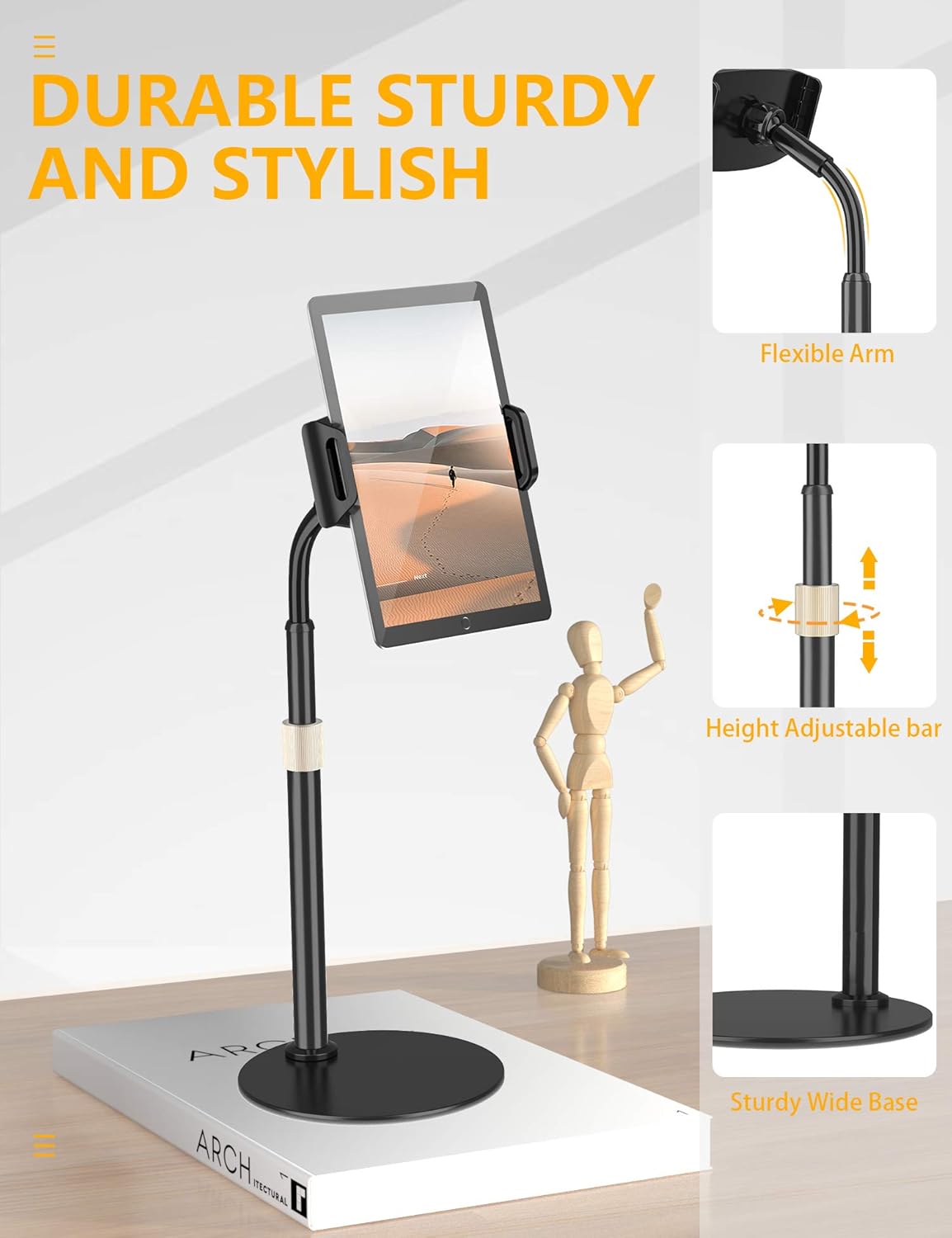 Tryone Tablet Stand, Height Adjustable Tablet Holder, 360 Degree