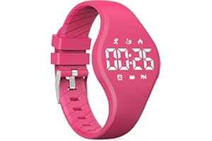 SYNWEE LED Children Digital Pedometer Watch, Waterproof Sport Wristwatch, with Step Counter, Calories, Calendar for Kids Boys Girls