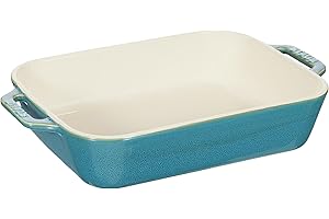 Staub 40511-886 Rectangular Dish, Turquoise, 10.6 x 7.9 inches (27 x 20 cm), Ceramic Gratin Dish, Oven, Microwave Safe