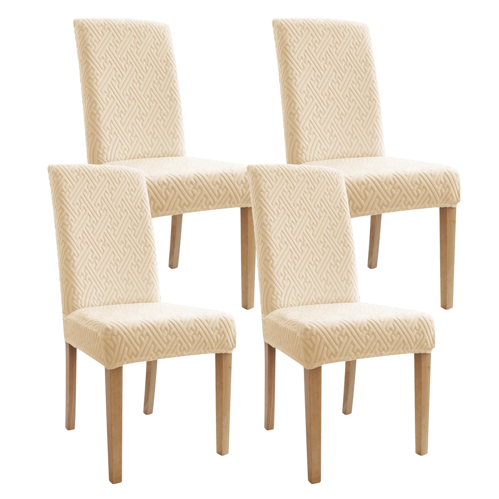 Photo 1 of Promindflyplka Chair Covers, Dining Room Chair Covers, Keep Chairs Dustproof, Washable, Regular Size, Chair Covers 4 Pack,for Kitchen, Hotel, Meeting, Cream White