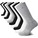 Tommy Hilfiger Mens 10 Pack Moisture Wicking Cushioned Athletic Crew Socks | Breathable Moisture Wicking Yarn With a Padded Footbed and Targeted Arch Support, All Day Comfort for Running, Gym and Sports