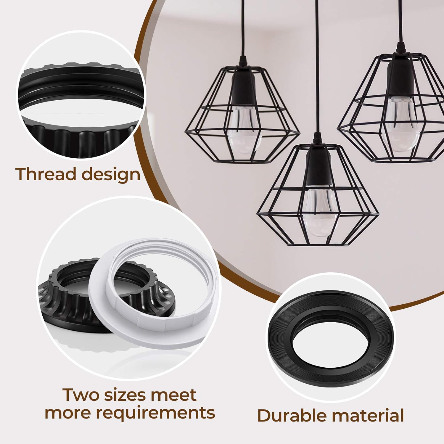 12 Pieces Light Socket Shade Rings Lamp Shade Collar Rings Lamp