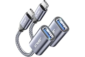 JSAUX 2 Pack USB C to USB Adapter, Type C to USB 3.0 OTG Cable, Compatible with Thunderbolt 3 for iPhone 17/16/15/Pro/Max/Plu