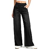 Rammus Wide Leg Jeans Woman High Waisted Pull On Jeans for Women Baggy Straight Leg Jean Stretchy Tummy Control Pants