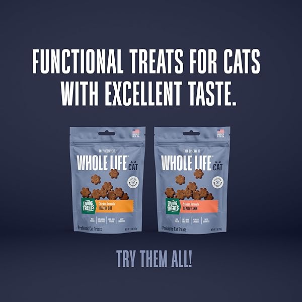 WHOLE LIFE CAT LIVING TREATS FOR CATS – HUMAN GRADE PROBIOTICS FOR GUT HEALTH & SENSITIVE STOMACHS, NATURAL DIGESTIVE SUPPORT, HEALTHY SNACKS – CHICKEN & YOGURT, 1.5 OZ (PACK OF 1)