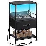 WLIVE Night Stand with Charging Station, LED