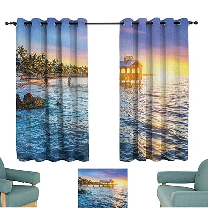 Amazoncom United Statesshorter Curtains Pier At Beach In