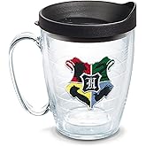 Tervis Harry Potter - Hogwarts House Crests Made in USA Double Walled Insulated Tumbler Travel Cup Keeps Drinks Cold & Hot, 16oz Mug with Handle, Classic