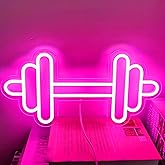 Gym Neon Sign,Dumbbell LED Neon Light for Home Gym Decor，Pink Neon Sign Dimmable led gym lights for Wall Decor,Gym Decor Sports Neon Sign for Workout Room,Men Women Wall Décor Gift,15.7x7.9IN