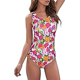 Athletic One Piece Swimsuit Women Modest Criss Cross Back Bathing Suit Quick Dry Full Coverage Swim Suit
