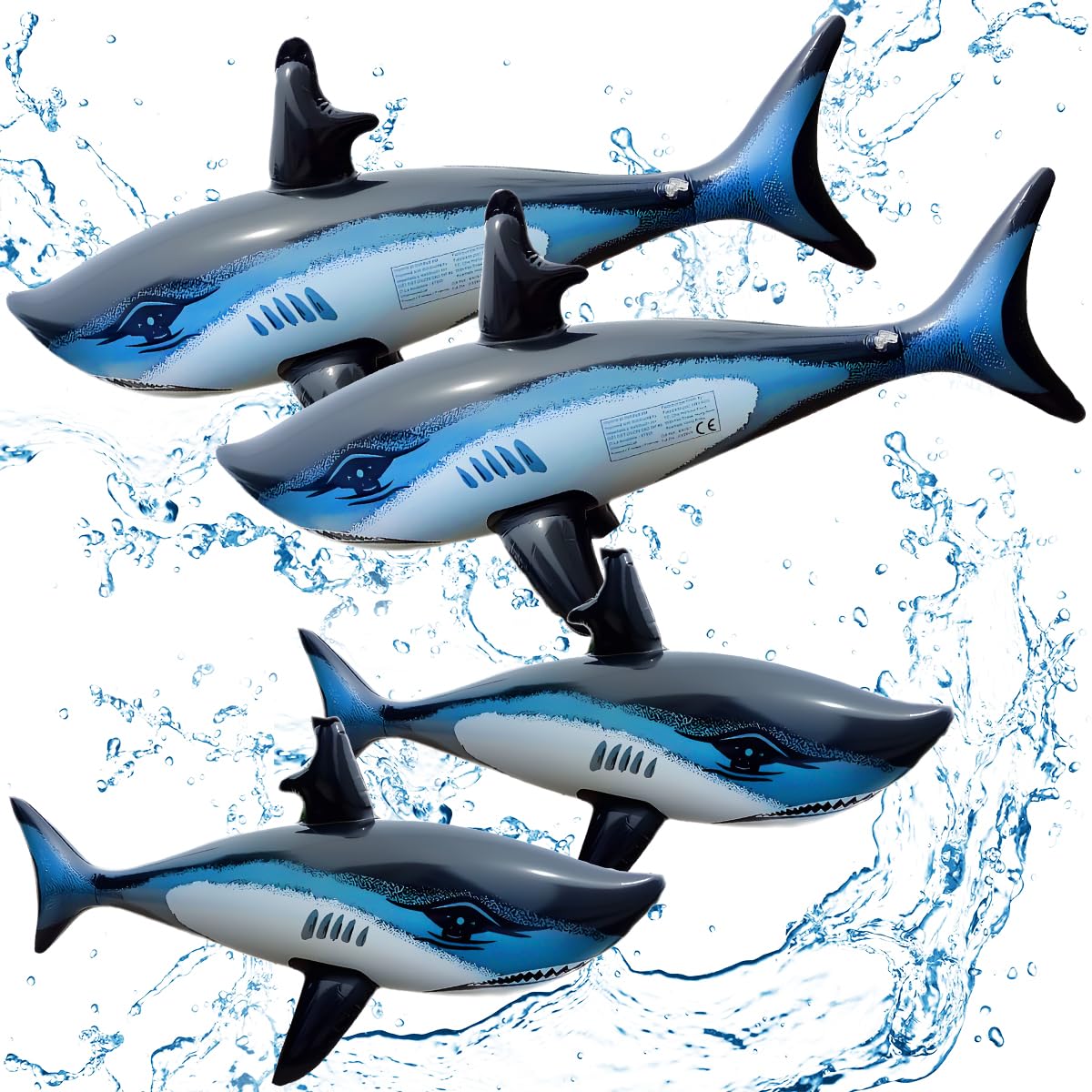 Photo 1 of 4PCS Inflatable Shark Pool Balloon, 33 Inch Shark Party Decorations for Birthday Pool Christmas, Party Favors Supplies Gift for Adults