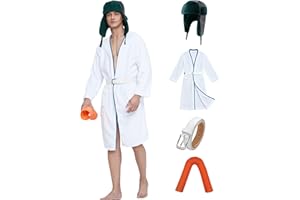 TUOWEEY Men Christmas White Costume Set Cosplay Props Robe Hat Belt Hose Winter Holidays For Party Vacation