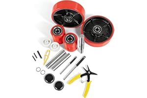 Pallet Jack Wheels Replacement Kit, Full Set with 7" x 2" Steering Wheels, 3" x 3.75" Load Rollers, Axles, Entry/Exit Rollers