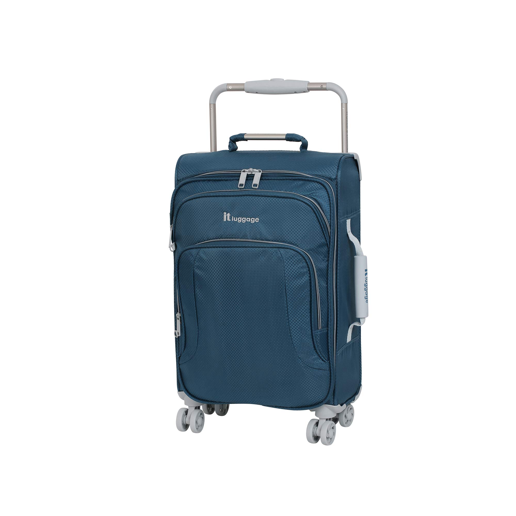 IT Luggage 22" World's Lightest 8 Wheel Spinner, Ashes with Vapor Blue Trim