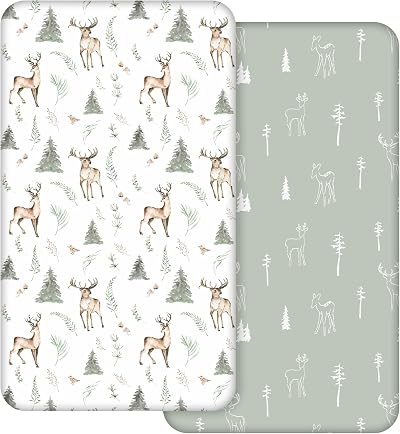 GLLQUEN BABY 2 Pack Cot Sheets 120x60 100% Microfiber Fits Bassinet Crib
