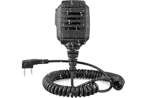 Retevis Walkie Talkie Speaker Mic,IP54 Waterproof 2 Pin Shoulder Speaker Mic,for RT22 RT68 RT27 H777 RB26 RB29,Compatible with BAOFENG UV-5R BF-F8HP PRO 5RM UV-21R K5PLUS Samcom Pxton Tidradio Radio