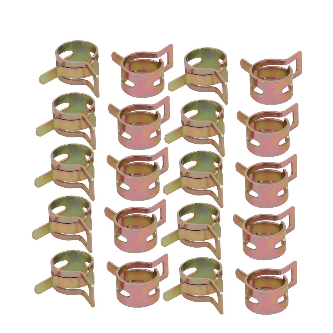 sourcingmap 20 Pcs 11mm Spring Band Type Action Fuel Hose Pipe Air Clamp Bronze Tone