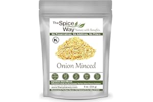 The Spice Way Minced Onion - 8 oz - bulk dehydrated onions flakes more coarse than powder or granules