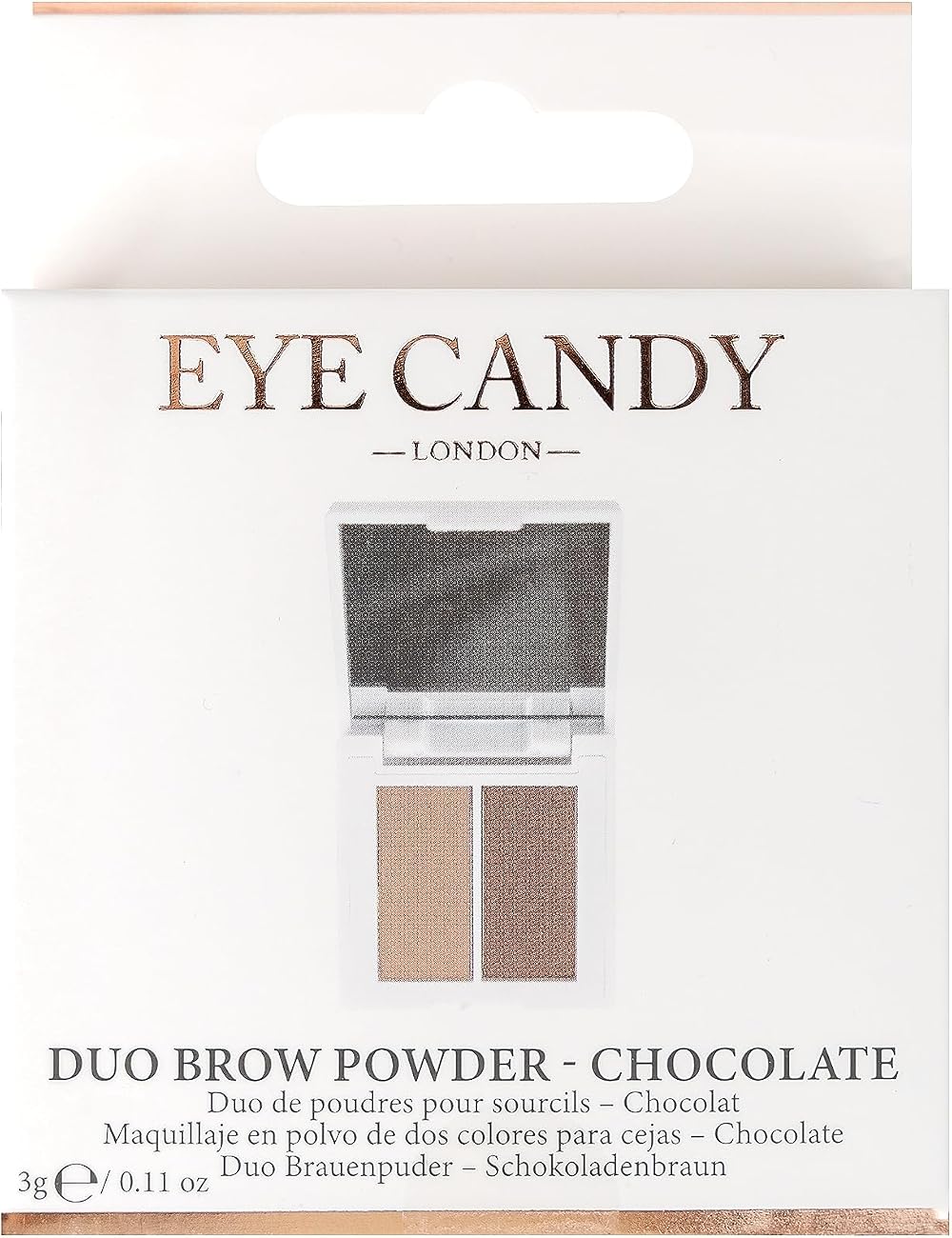 Invogue Eye Candy Duo Brow Powder Chocolate PETA Cruelty-Free Vegan Long-Lasting