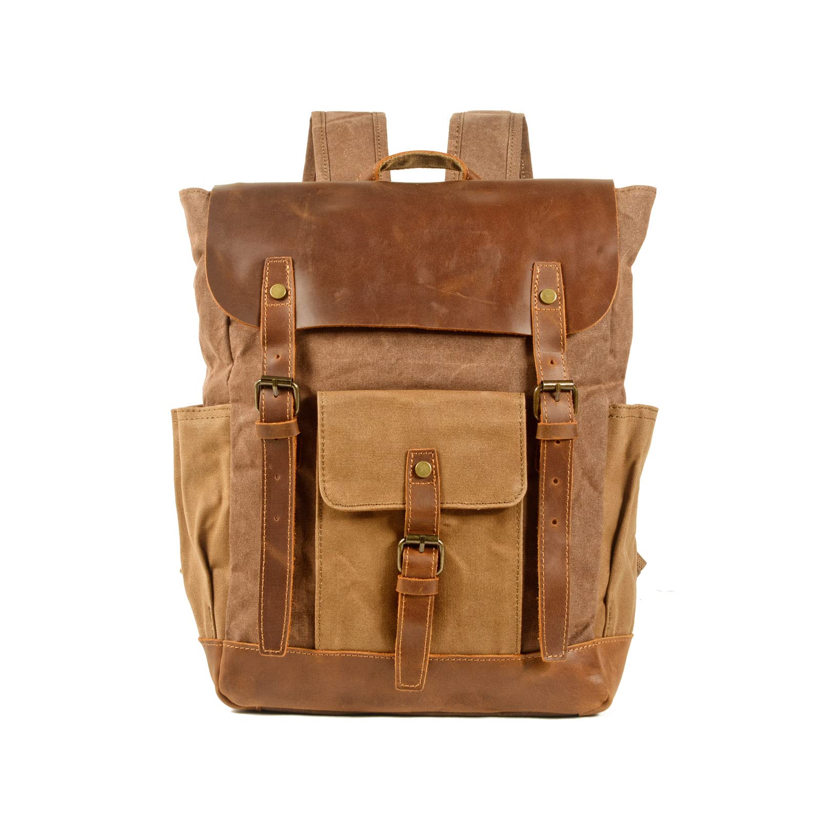FANDARE Vintage Rucksack for Men Backpack Hiking Women Canvas Outdoor Hiking Daypacks Vintage Daypacks Travel Trekking Rucksack Shoulder Bag for Men Women Sport Camping Mountaineer Knapsack Brown