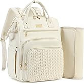 AIJIEKE Diaper Bag, Large Wide-Open Baby Diaper Backpack, Multi-functional Baby Travel Tote Bag, Diaper Bag with Changing Pad, Diaper Bags for Mom & Maternity (Beige)