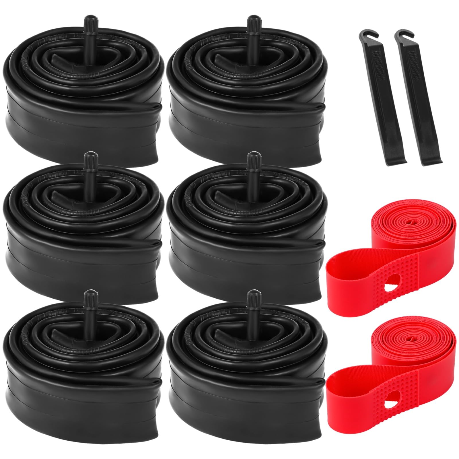Photo 1 of 6 PCS 20/24/26x1.75/1.95/2.0/2.1/2.125" Bike Tube Bike Inner Tube with 2 Tires Levers and 2 Protection Straps with 32mm Schrader Valve for MTB Mountain Bike (26" x1.95-2.125(6pack))