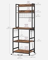 VASAGLE Kitchen Storage Rack with Power Outlet, Rustic Brown & Black view 3