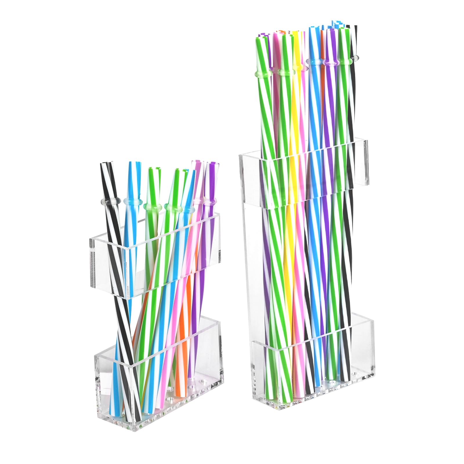 Photo 1 of 2 PACK Acrylic Straw Holder for Cabinet Doors, Reusable Straw Organizer with Ultra-Sticky Adhesive, Small Kitchen Accessories Container, Fits Both Short & Long Straws (Transparent)