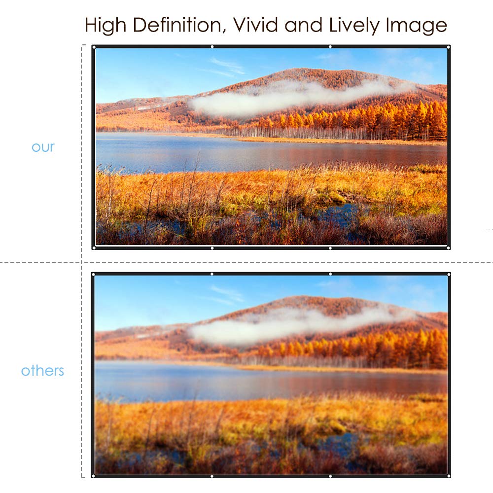 CEVINT Projector Screen, 120 Inch 16:9 HD Foldable Anti-Crease Outdoor Movie Screen for Home Cinema Theater Party Office Support Double Sided Projection