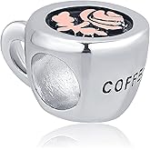 MiiFort Coffee Cup Charm fits Pandora Moments Bracelets Women Family Christmas Birthday Mothers Day