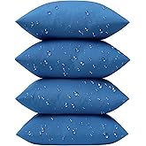 Phantoscope Pack of 4 Premium Dual Usage Outdoor Pillow Inserts, Waterproof Throw Pillows No Cover Needed, Colorful Decorative Couch Sham Cushion Stuffer Patio Couch Tent, Blue 18 x 18 Inches