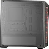 Cooler Master MasterBox MB511 ATX PC Case Red Accent Mesh Front Transparent Side view 4