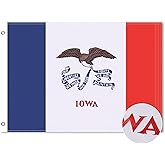 VICDRIA Iowa State Flag 6x10 Ft, Deluxe Embroidered Heavy Duty Polyester Durable IA Outside Flags, Indoor/Outdoor, Sewn Stripes and Brass Grommets