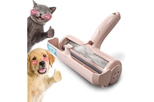 DELOMO Pet Hair Remover Roller - Dog & Cat Fur Remover with Self-Cleaning Base - Efficient Animal Hair Removal Tool - Perfect for Furniture, Couch, Carpet, Car Seat, Pink