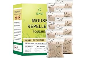 IZKUT Mouse Repellent Pouches: Mouse Repellent - Mice Repellent with Peppermint Oil - Mice Eliminator Pouches - Plant-Based Formula - Safe for Kids & Pets - for a Rodent-Free Home