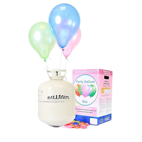 Helium Ballongas XXL Heliumbehälter für bis zu 50 Ballons - Party Set inkl. 50 Luftballons & 5 Trendario LED Ballons
