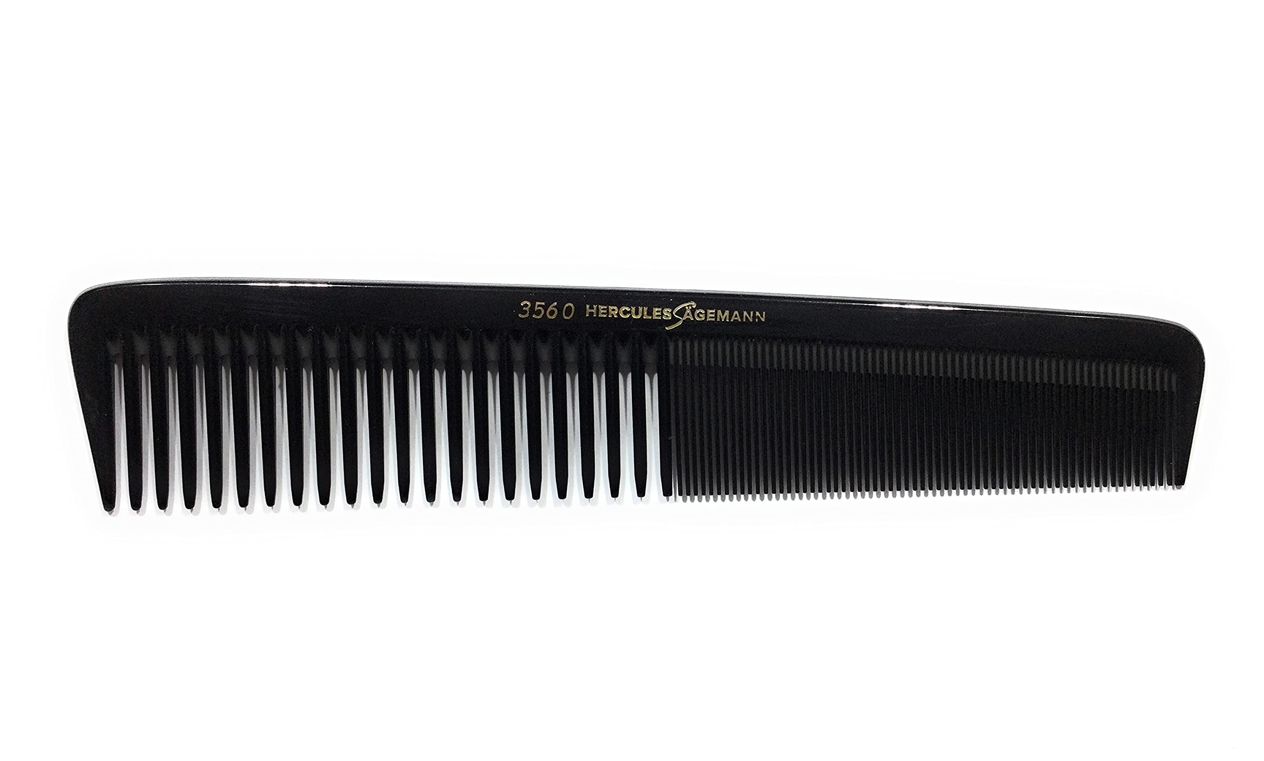 Hercules Sägemann Professional Hair Cutting Comb, Strong Cutting Natural Rubber, 7.25 Inches, Black, Unisex